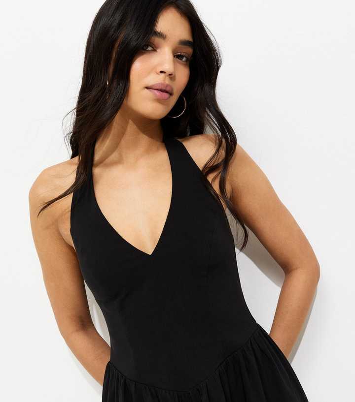 new look halter dress AX Paris Dark Brown Halter Neck Midi Dress