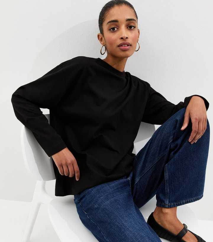 Black Heavyweight Cotton Long Sleeve T-Shirt