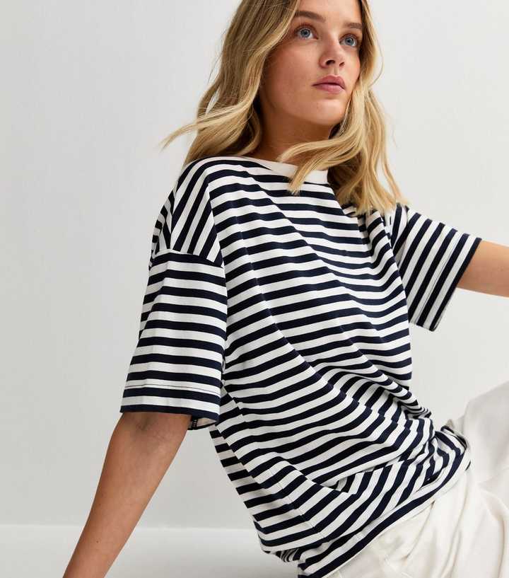 Blue Striped Oversized T-Shirt
