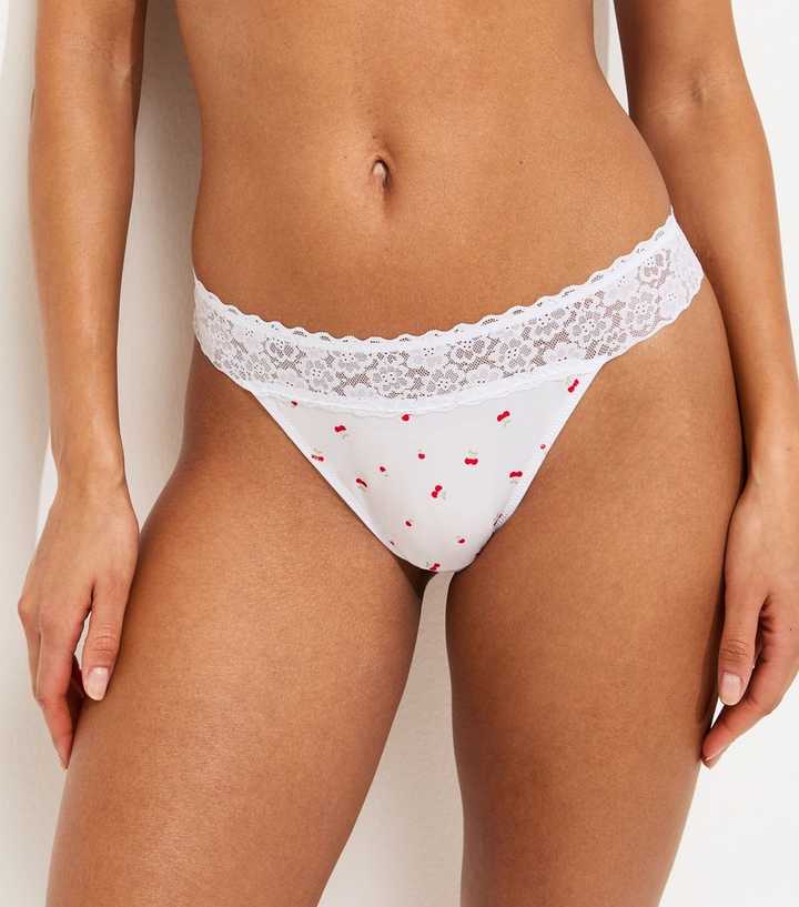 White Cherry Micro Lace Top Thong