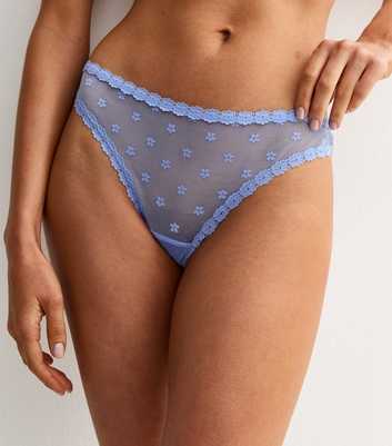 Light Blue Daisy Mesh Thong