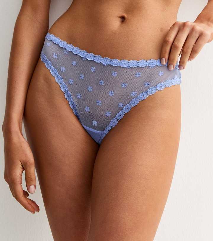 Light Blue Daisy Mesh Thong