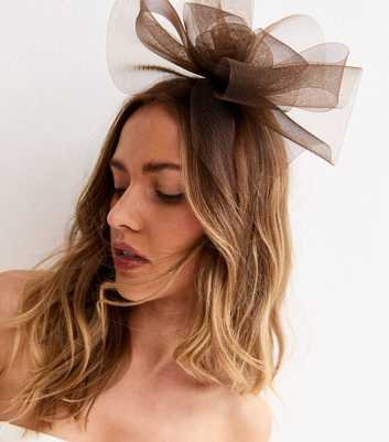 Brown Mesh Flower Fascinator