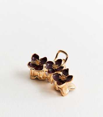 Burgundy Flower Cluster Metal Bulldog Hair Clip