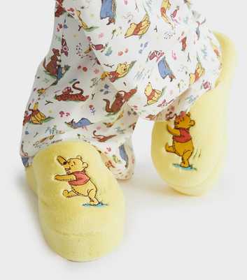 Skinnydip Yellow Winnie The Pooh Embroidered Slippers