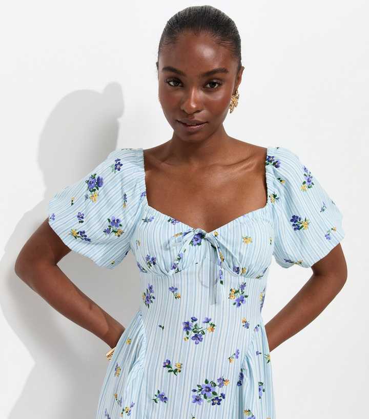 blue floral milkmaid dress Stripe Midi Shapewear Size_2X Black Red Argyle tunic Color:Birds Eye Blue For a garden party