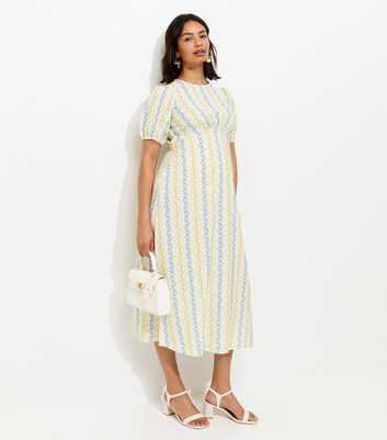Maternity Cream Floral Print Midi Dress