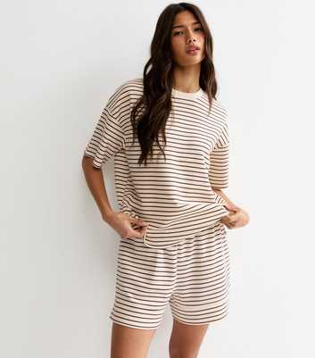 Premium Brown Striped Relaxed T-Shirt