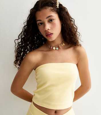 Girls Light Yellow Waffle Texture Bandeau Top