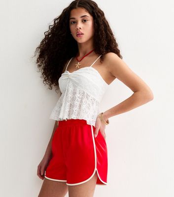 Girls Red Satin Shorts