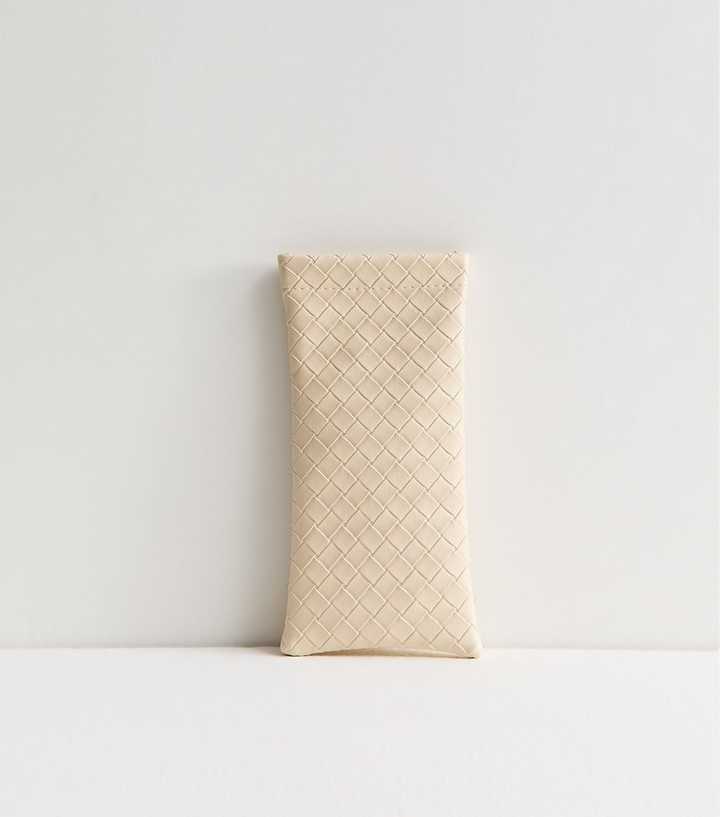Cream Weave Effect Slip Sunglasses Case