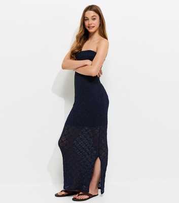 Girls Navy Lace Bandeau Maxi Dress