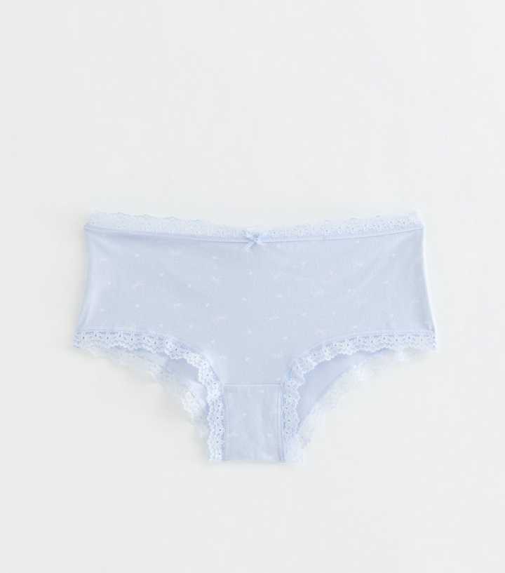 Girls Light Blue Bow Print Short Briefs