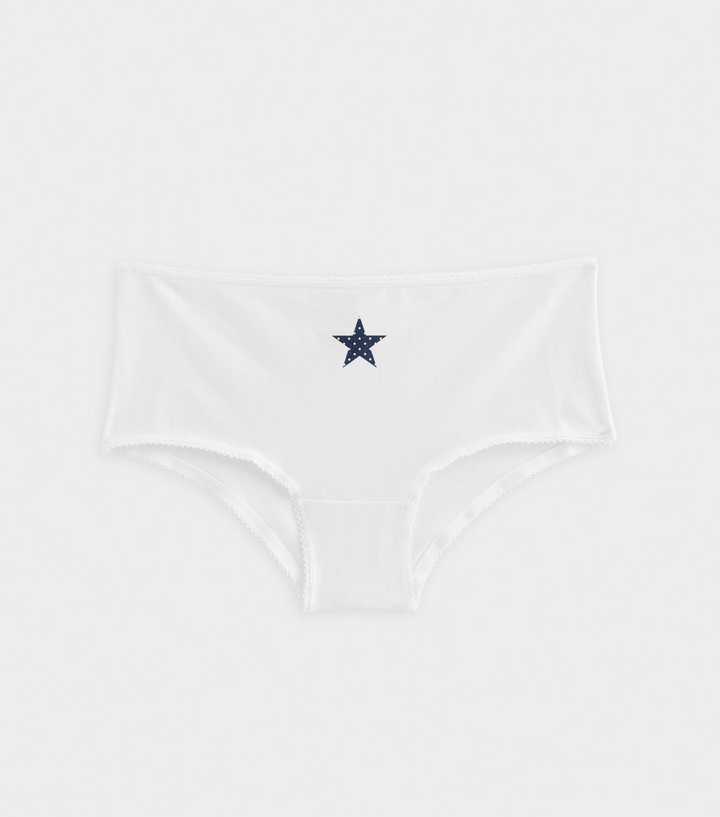 Girls White Star Short Briefs