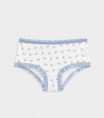 Girls White Butterfly Patterened Short Briefs