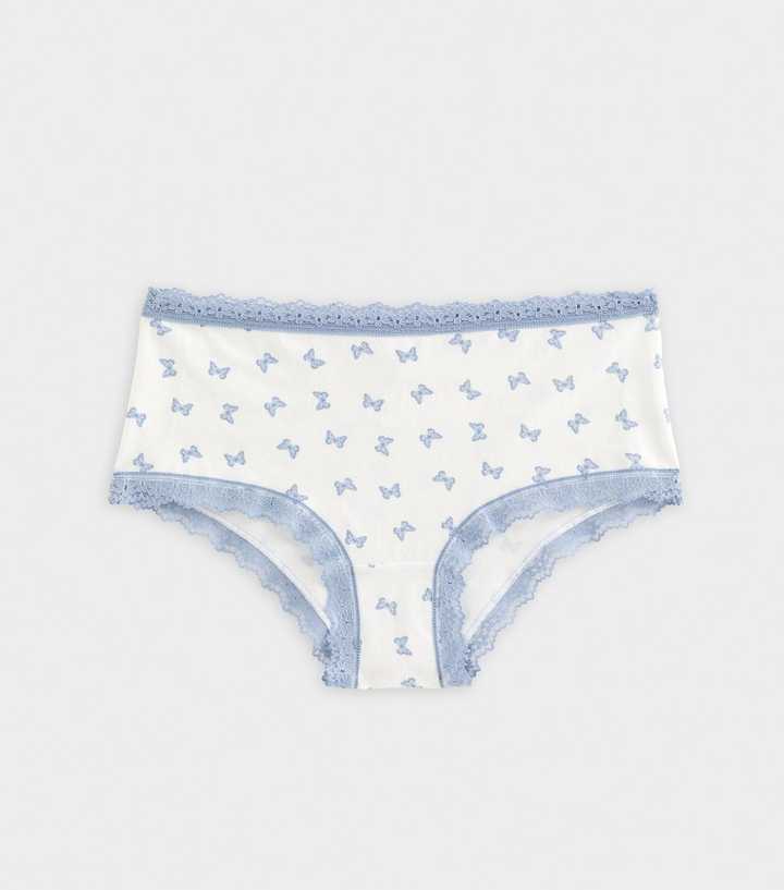 Girls White Butterfly Patterened Short Briefs