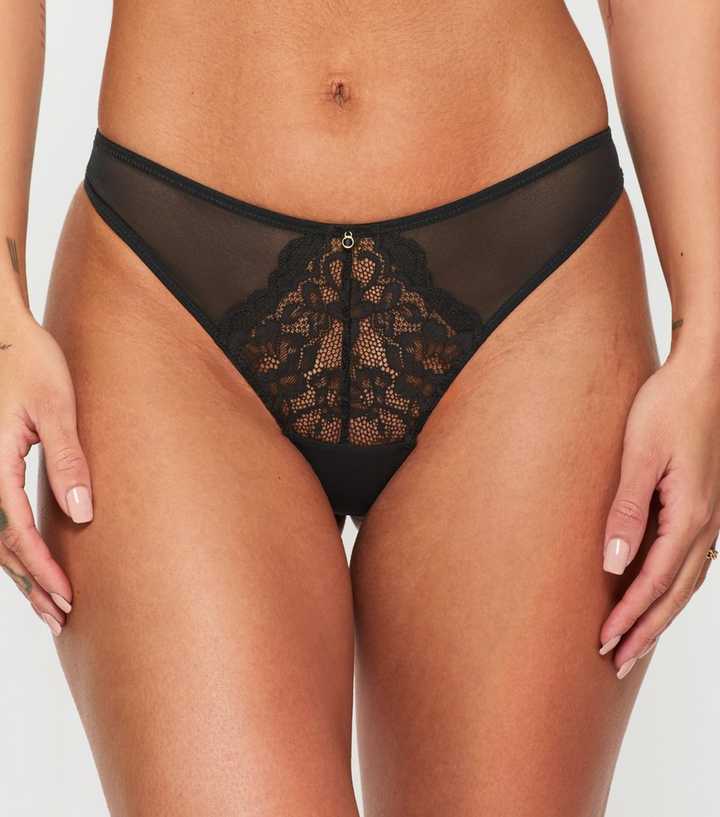 Ann Summers Pack of 3 Black Lace Thongs