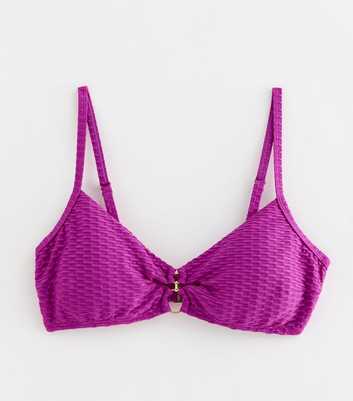 Purple Textured Cut Out Bikini Top