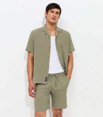 Jack & Jones Light Khaki Organic Cotton Waffle Shorts | New Look