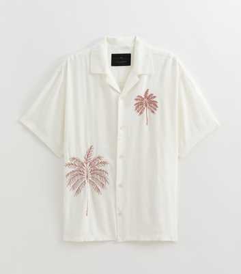 Jack & Jones White Embroidered Palm Tree Shirt