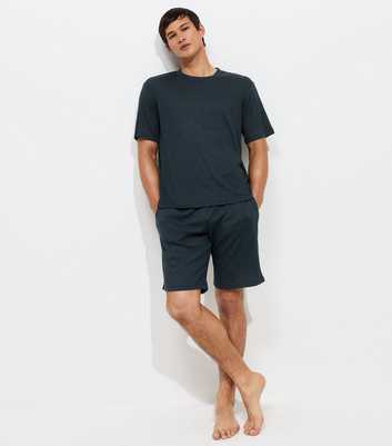 Jack & Jones Light Grey Ribbed T-Shirt and Shorts Lounge Set