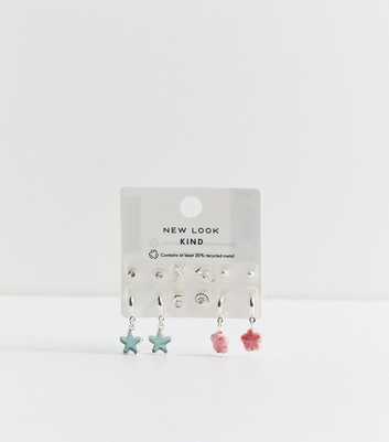 Pack of 6 Silver Tone Mixed Shape Earrings