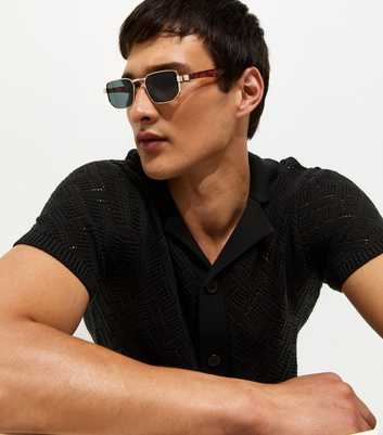 Brown Tortoiseshell Frame Hexagonal Sunglasses