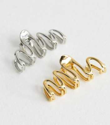 Pack Of 2 Gold and Silver Wiggly Hair Clips