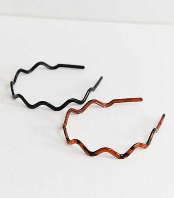Pack Of 2 Brown and Black Wavy Headbands