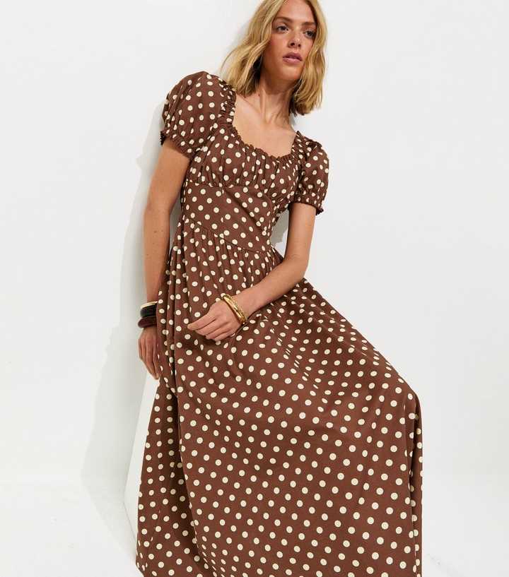 princess polly baby blue dress Yoke Panel Maxi Dress-Brown Spot