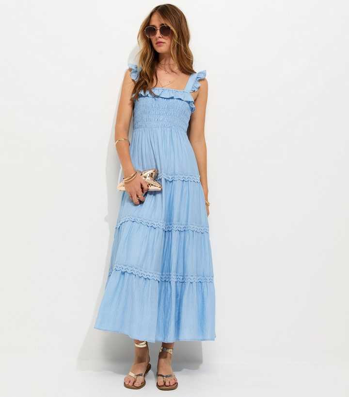 sachin and babi light blue dress Womens Cream Floral Shirred Bodice Midi Dress main image 1