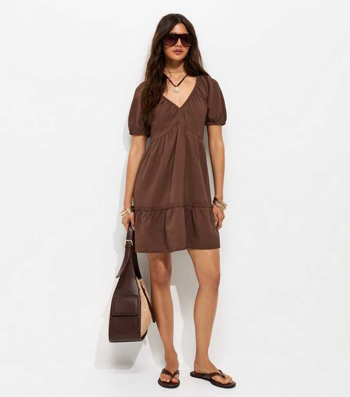 smock dress brown Maxi Ruby Smock Dress Brown Crepe