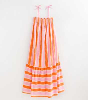 Tall Orange Cotton Stripe Strappy Midi Dress