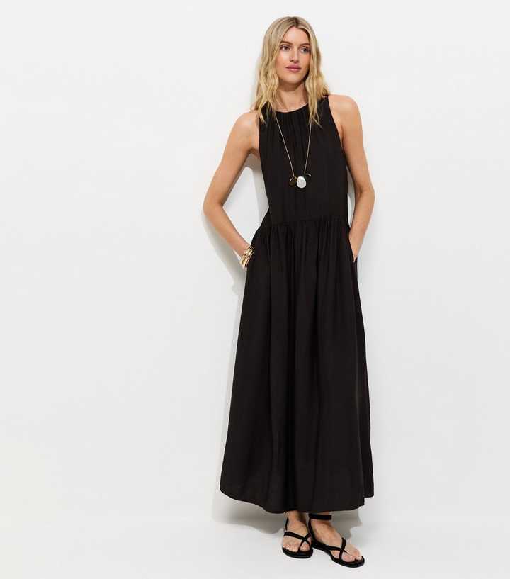 Tall Black Drop Waist Sleeveless Midi Dress | New Look Tall Black Drop Waist Sleeveless Midi Dress | New Look