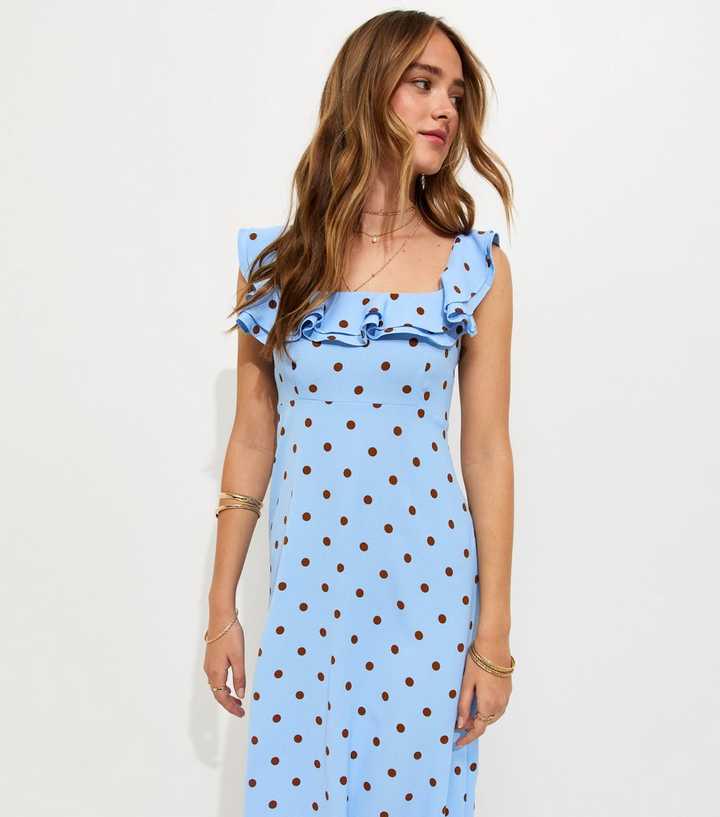 blue dress for baby girl Black Polka Pleasures Baby Blue Women's Ruffle Hem Dress  Totally Bri LLC