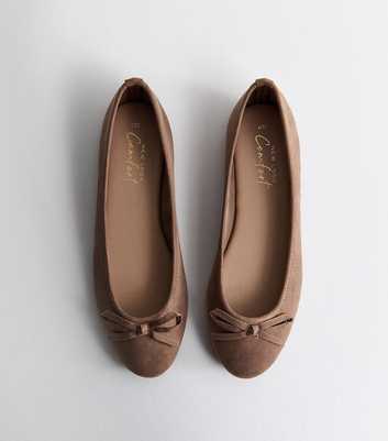 Light Brown Faux Suede Ballet Pumps