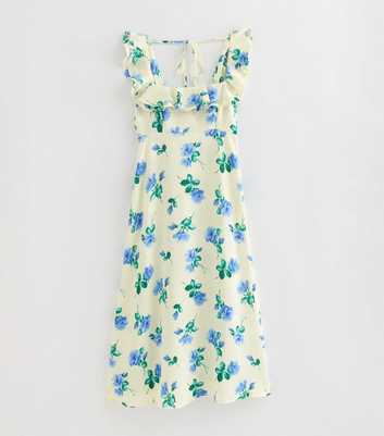 Petite Cream Floral Ruffled Square Neck Midi Dress