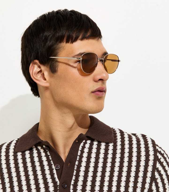 Brown Tortoiseshell Tips Round Sunglasses