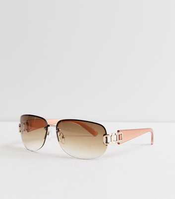 Gold-Tone Metal Wrap Sunglasses