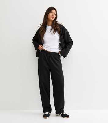 Black Tapered Wide Leg Joggers