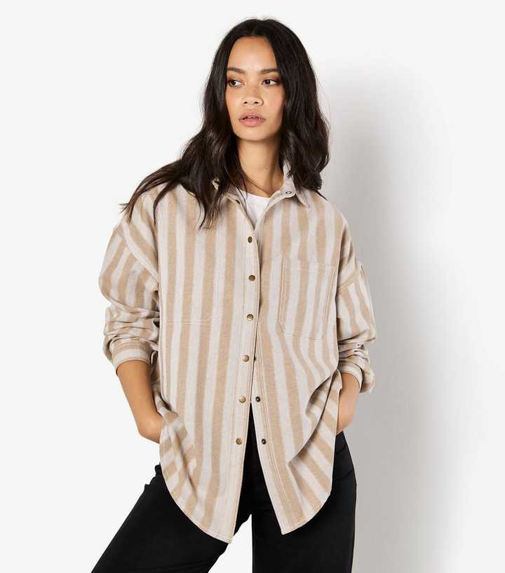 Apricot Stone Oversized Striped Shirt