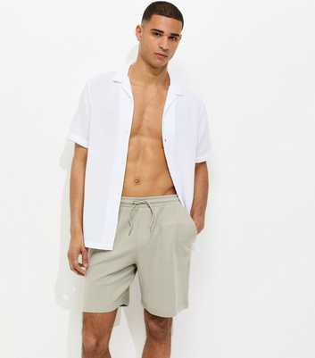 Khaki Regular Textured Pull On Shorts