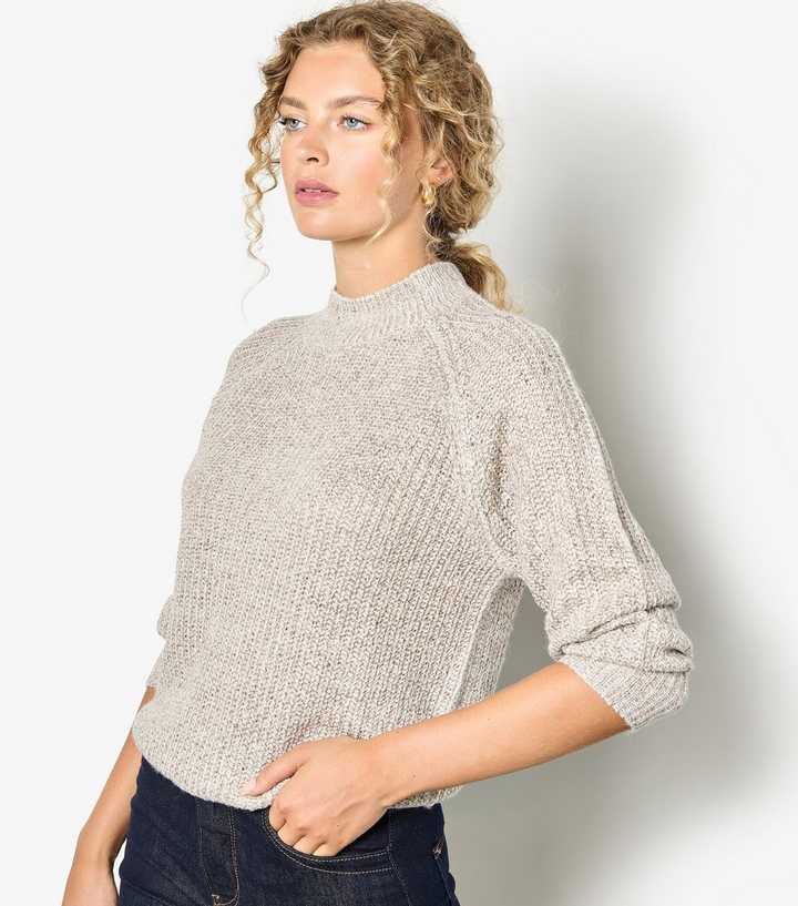 Apricot Cream Fisherman Knit Sequin Embellished Jumper