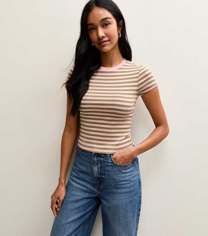 Green Striped Baby Tee T-Shirt