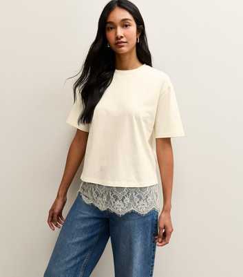 White Lace Hem Boxy T-Shirt