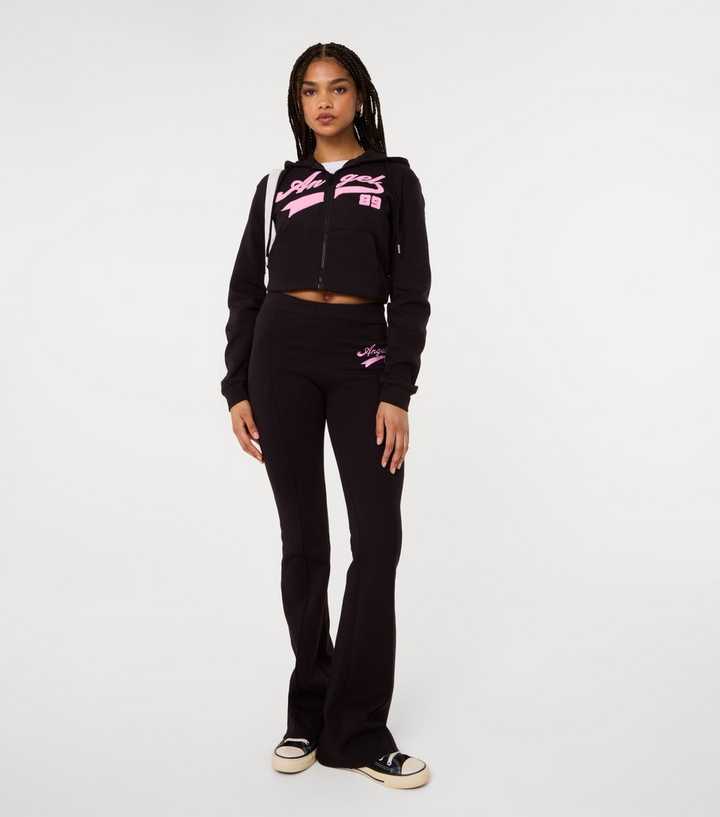 Pink Vanilla Black Angel Embroidered Joggers