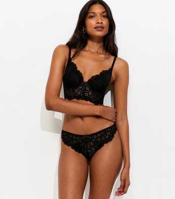 Black Broderie Brazilian Briefs