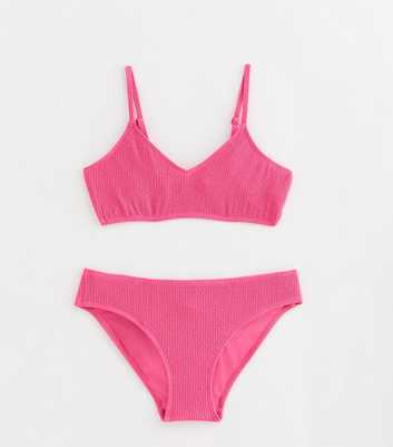 Girls Pink Crinkle Texture Bikini