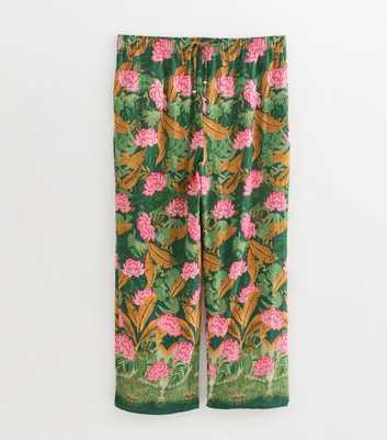 Curves Green Palm Goya Wide Leg Trousers