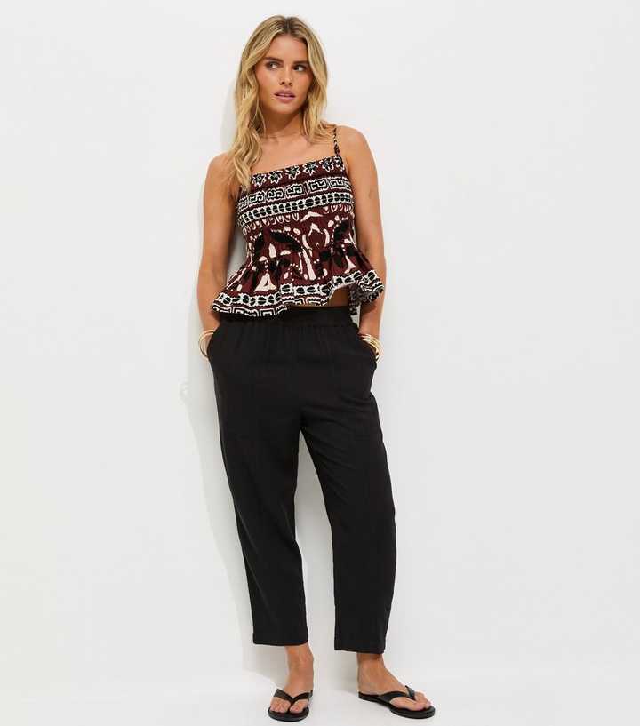 Petite Black Tapered Leg Trousers